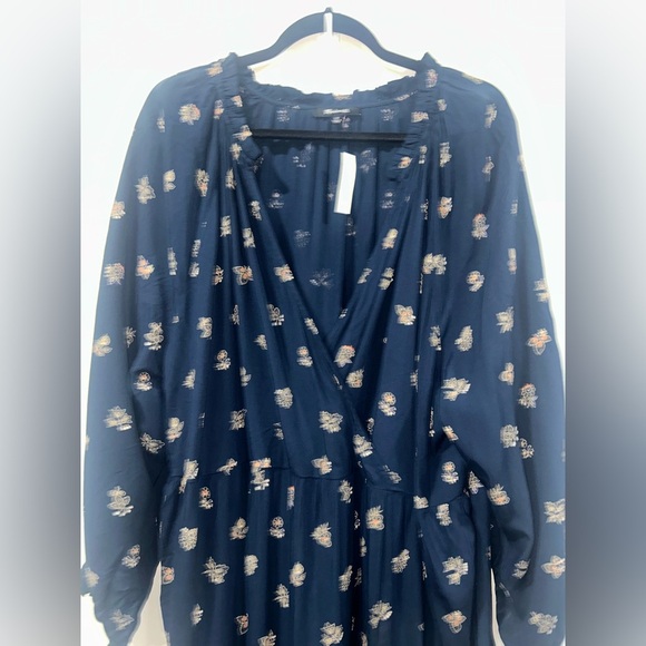 Madewell Plus Challis Midi Dress in Deep Indigo Floral - Picture 4 of 12